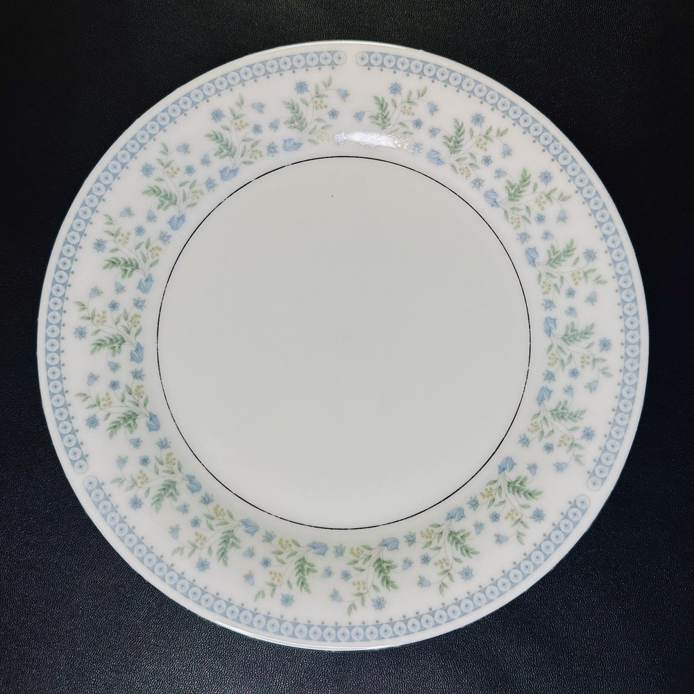 4 Vtg Mismatched China SALAD Luncheon Plates Plate Set Mixed Floral Blue Gold - Picture 6 of 9